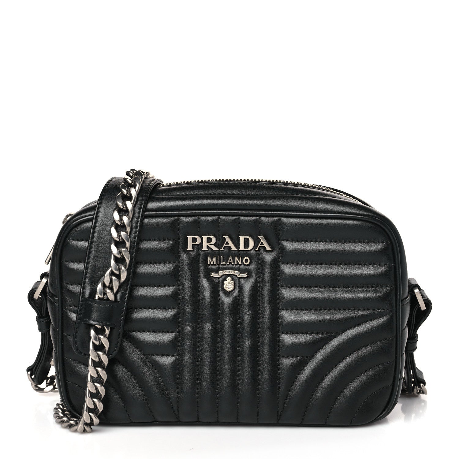 Prada Soft Calfskin Diagramme Camera Bag Black 1 of 8