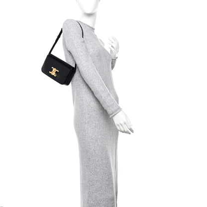 Celine Shiny Calfskin Triomphe Shoulder Bag Black 2 of 10