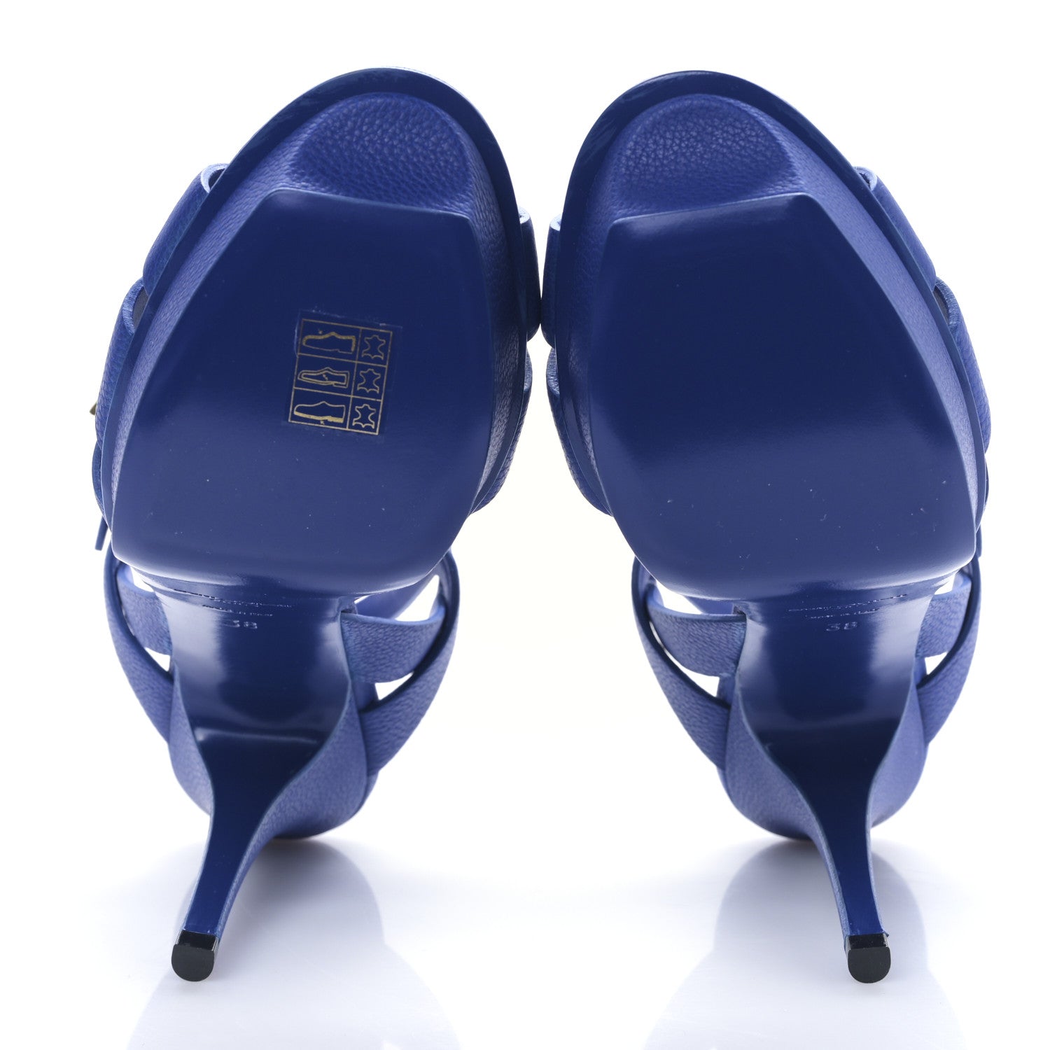 Saint Laurent Grained Calfskin Tribute 75 Platform Sandals 38 Outremer 5 of 9