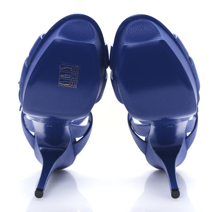 Saint Laurent Grained Calfskin Tribute 75 Platform Sandals 38 Outremer 5 of 9