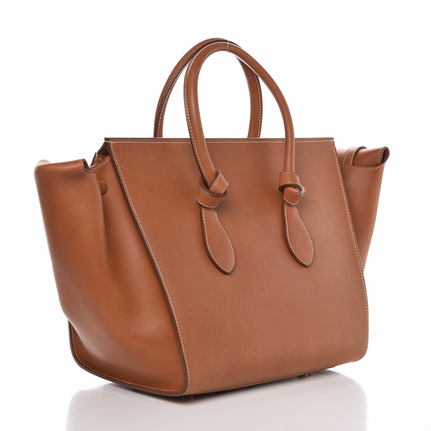Natural Calfskin Small Tie Knot Tote Tan