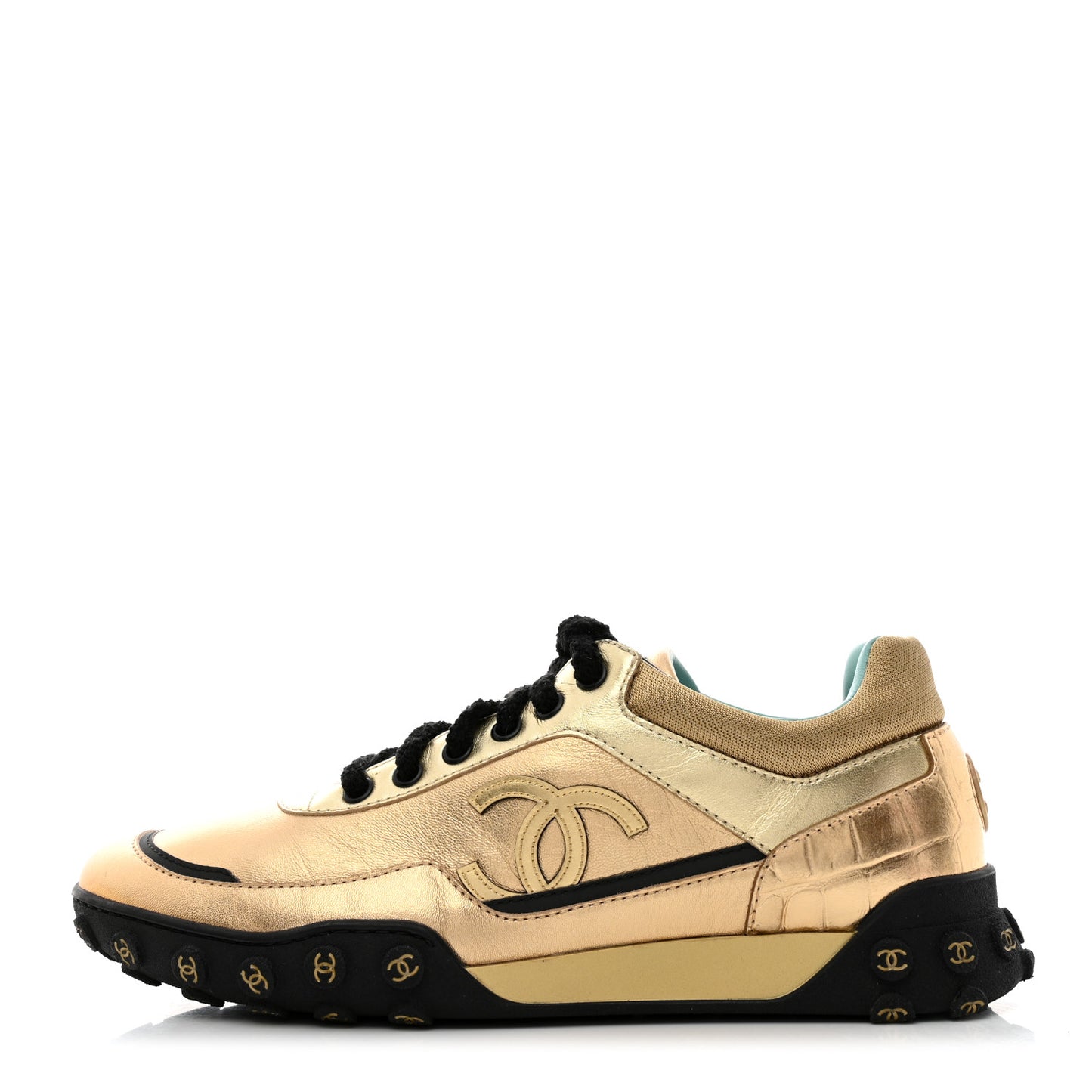 Metallic Satin Finish CC Womens Sneakers 40 Gold
