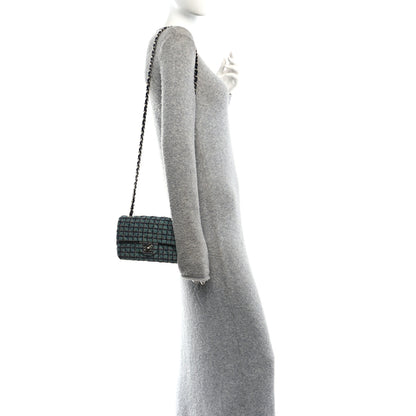 Chanel Tweed Quilted Mini Rectangular Flap Green Navy Dark Beige 2 of 10