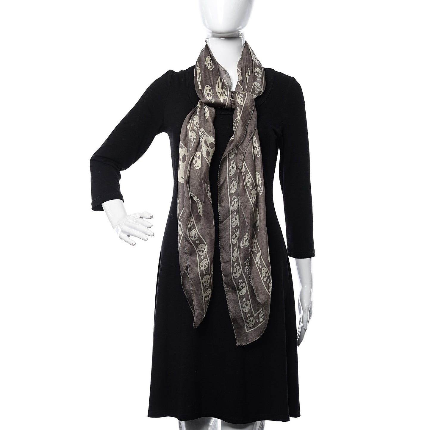 Silk Chiffon Skull Scarf Grey