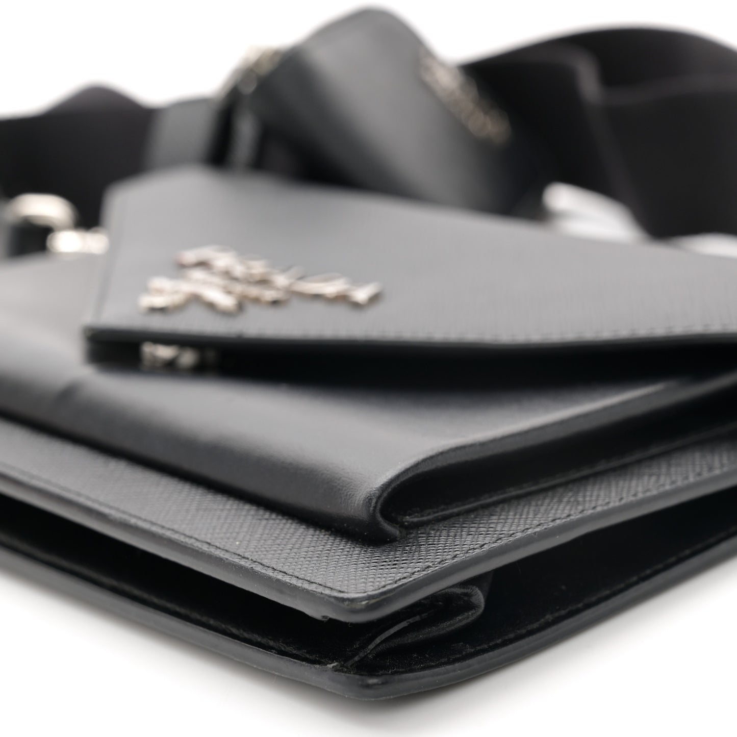 Saffiano City Calf Mini Envelope Bag Black