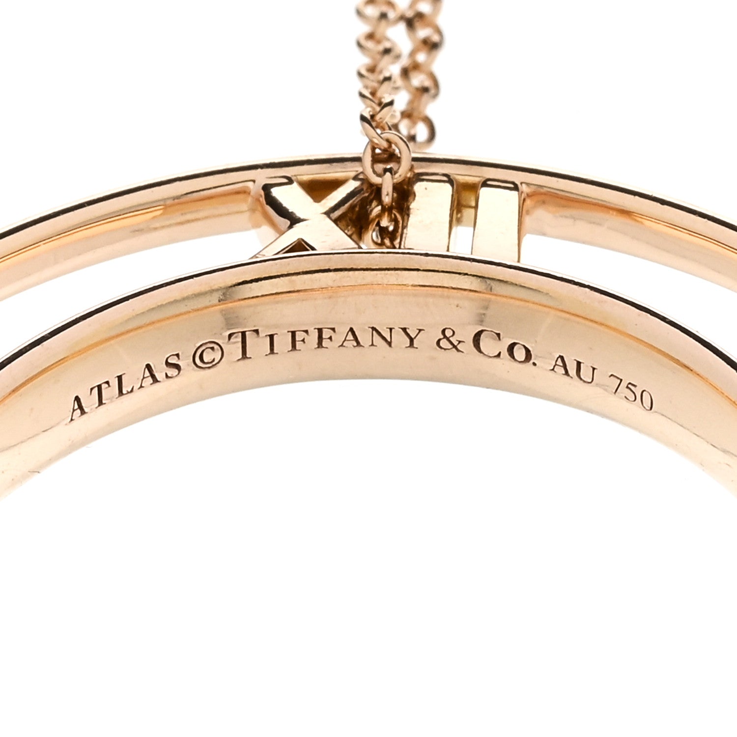 Tiffany 18K Rose Gold Medium Atlas Open Pendant Necklace 4 of 5