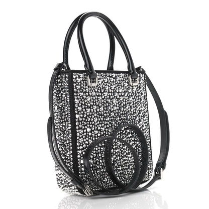 Prada Satin Crystal Metal Triangle Logo Small Double Handle Crossbody Tote Metal 3 of 8