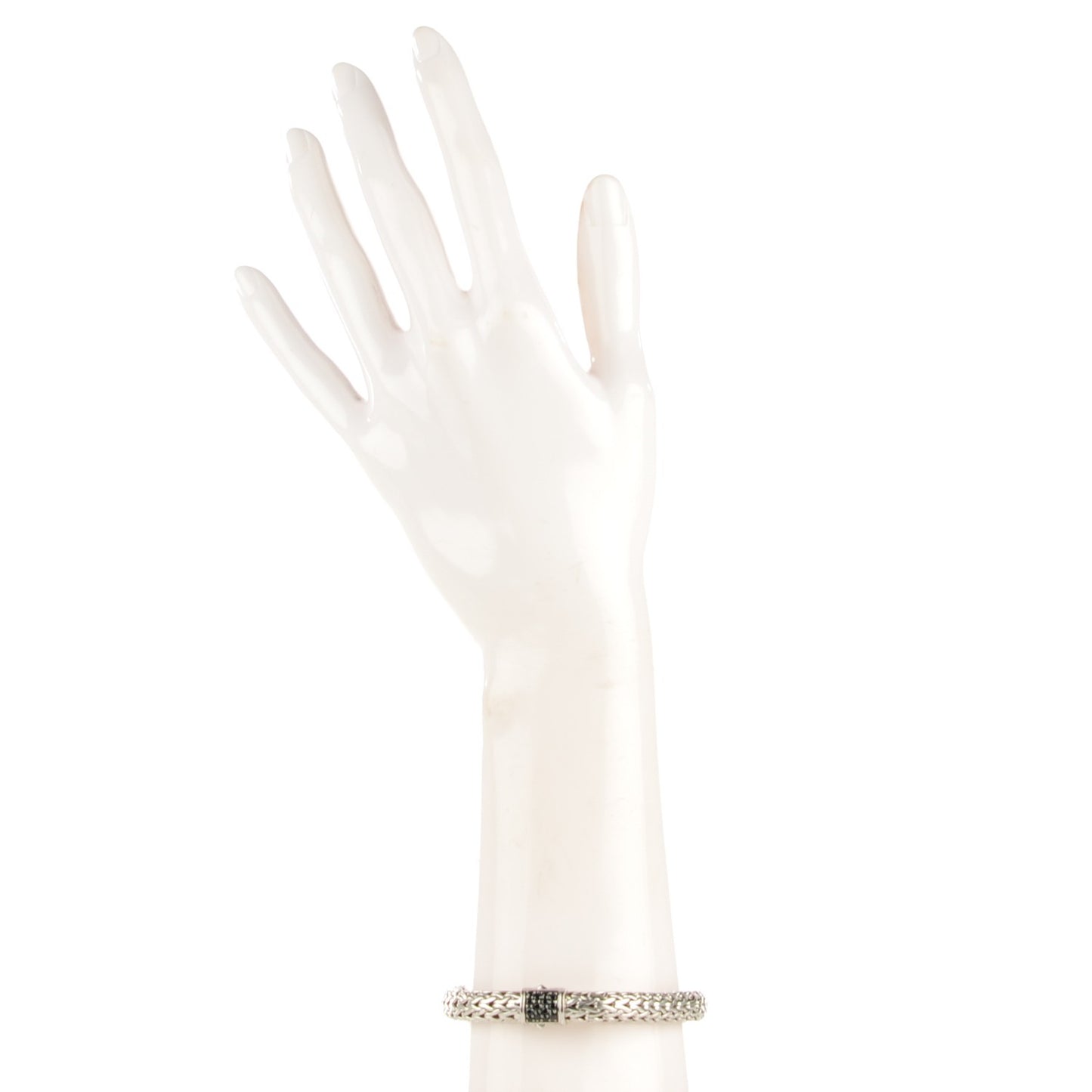 Sterling Silver Black Sapphire Extra Small Classic Chain Clasp Bracelet M