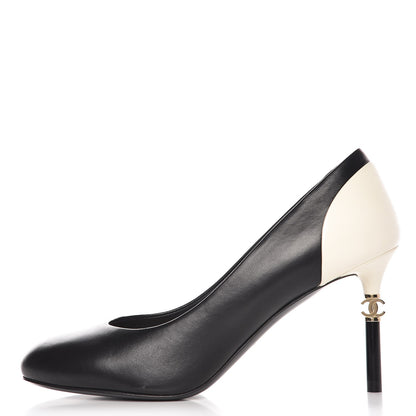 Chanel Lambskin CC Pumps 39 Black Ivory 1 of 9