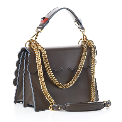 Fendi Vitello Liberty Scalloped Studded Kan I Shoulder Bag Carbone 4 of 10