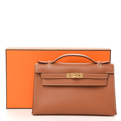 Hermes Swift Kelly Pochette Clutch Gold 10 of 10