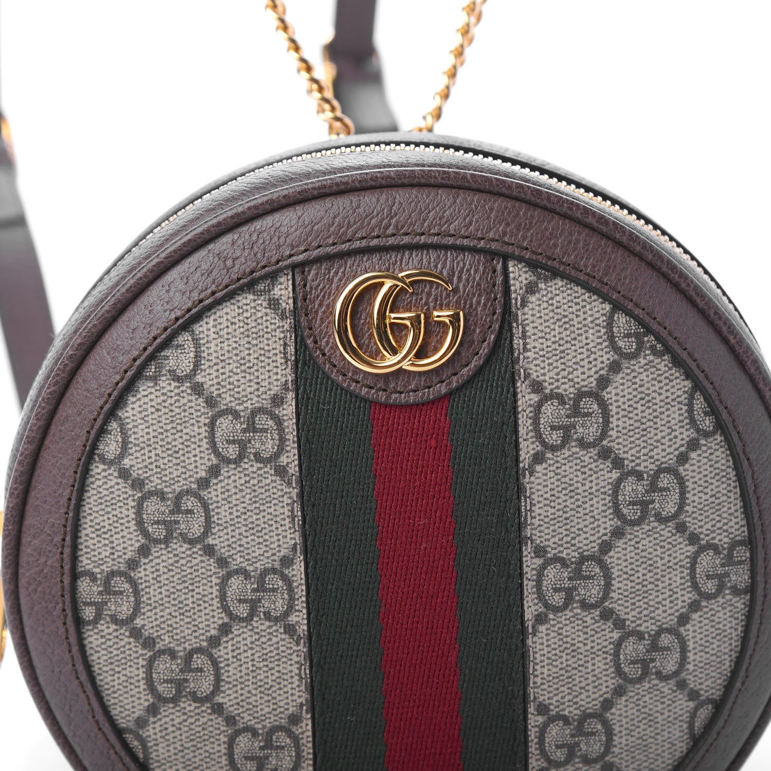 Gucci GG Supreme Monogram Web Mini Ophidia Round Backpack Brown 8 of 9