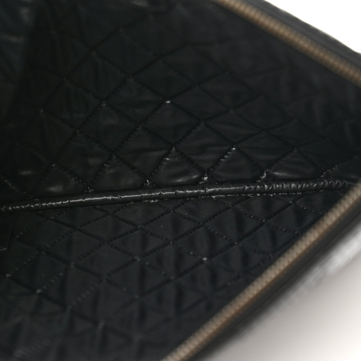 Perforated Lambskin Quilted Medium Cosmetic Case Black
