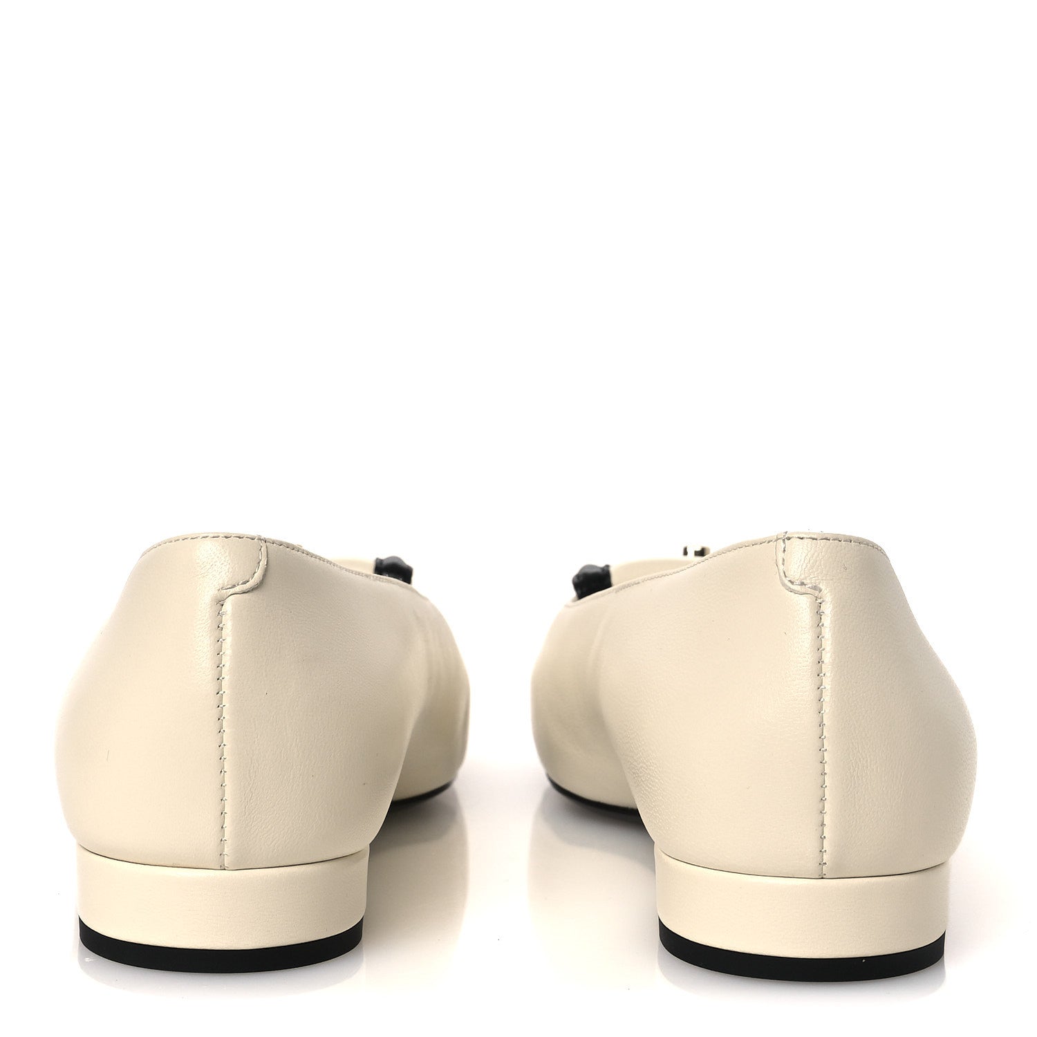 Chanel Lambskin Turnlock CC Ballet Flats 36 Ivory Black 1875629
