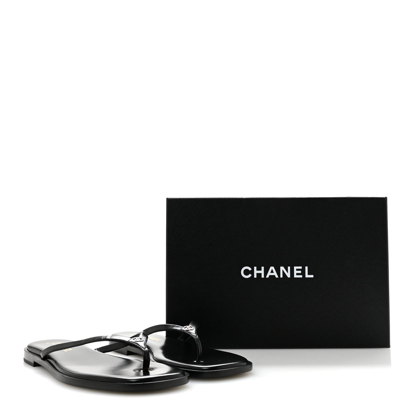 Goatskin CC Times Square Thong Sandals 41 Black