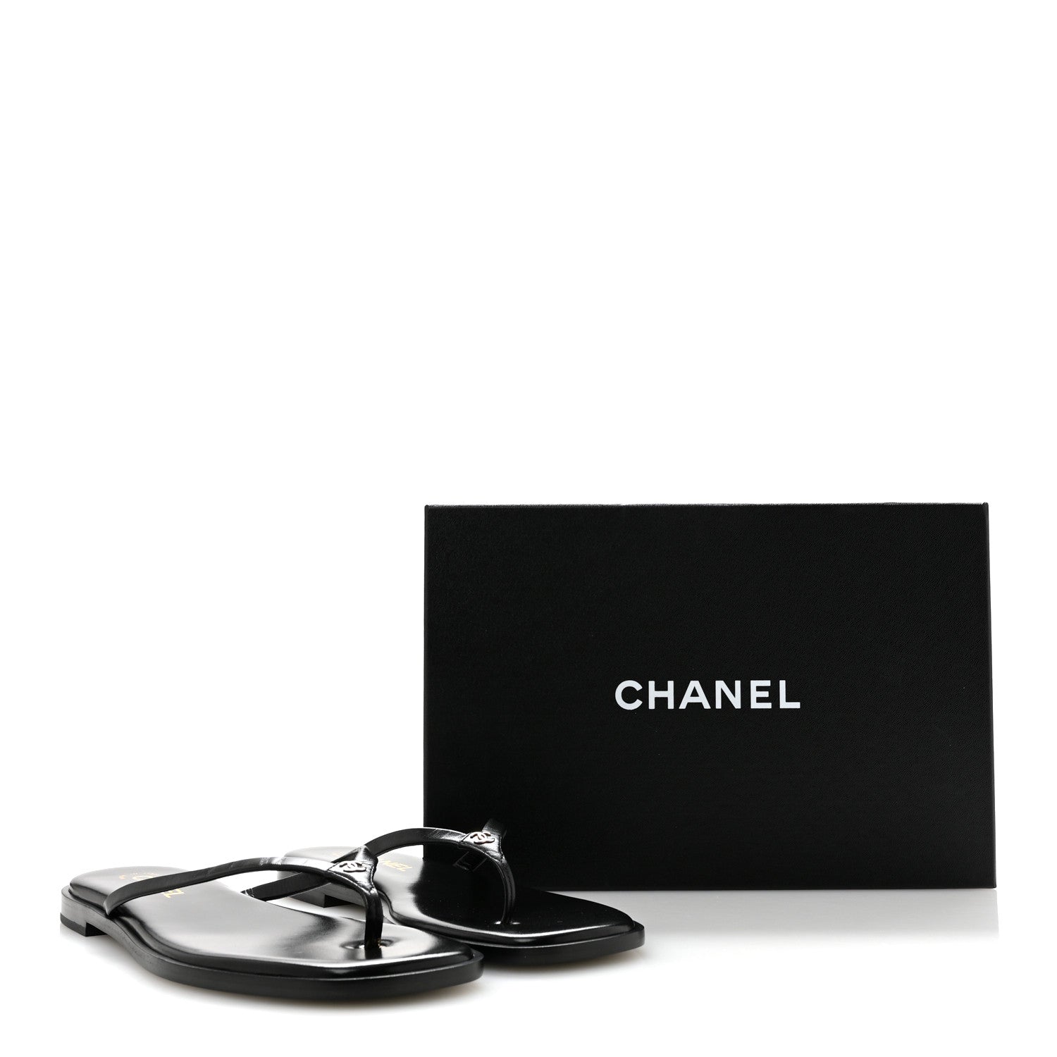 Chanel Goatskin CC Times Square Thong Sandals 41 Black 10 of 10