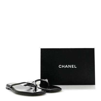 Chanel Goatskin CC Times Square Thong Sandals 41 Black 10 of 10