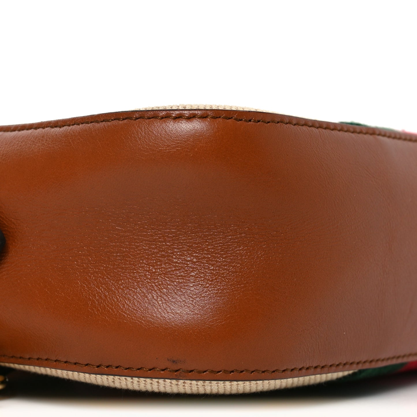Vintage Canvas Web Shoulder Bag Sand Cuir