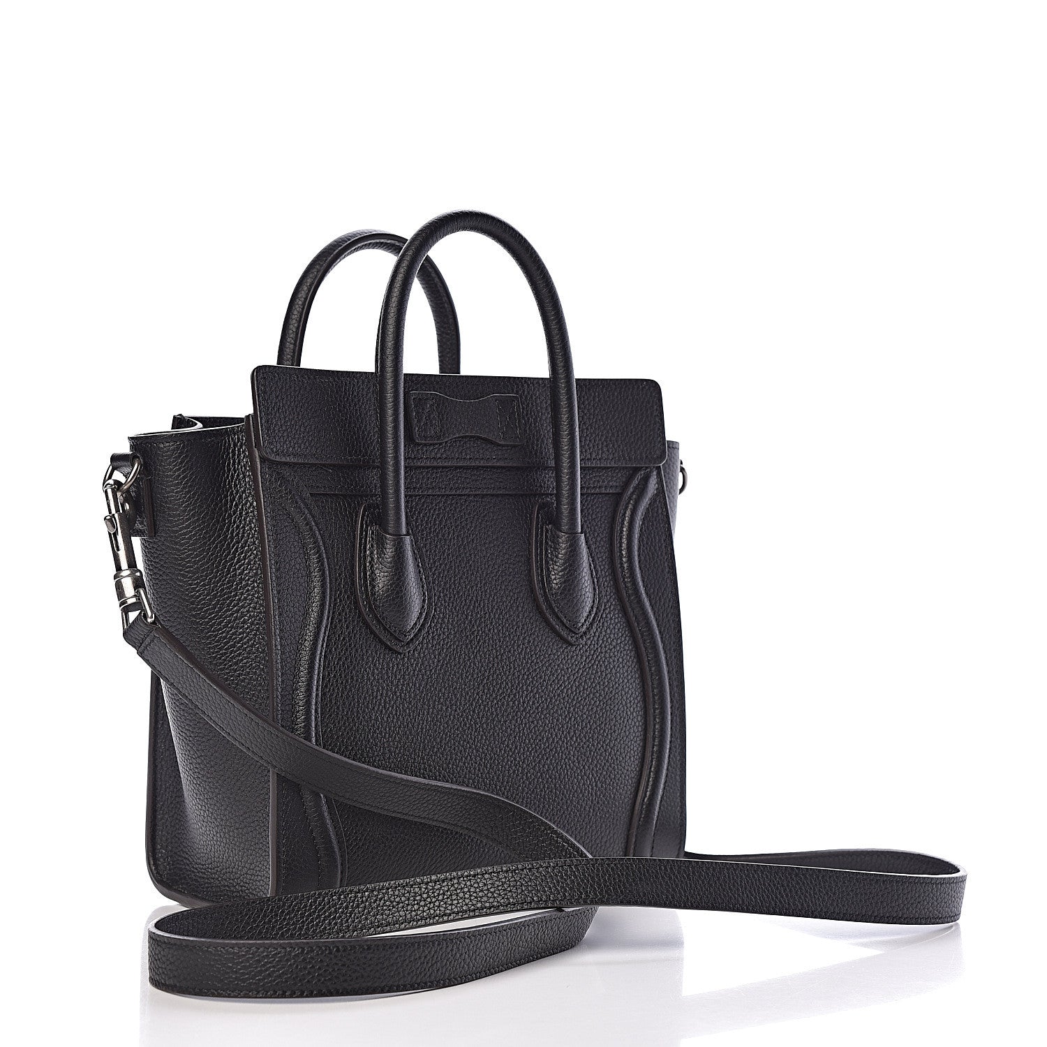 Celine Drummed Calfskin Nano Luggage Black 3 of 9
