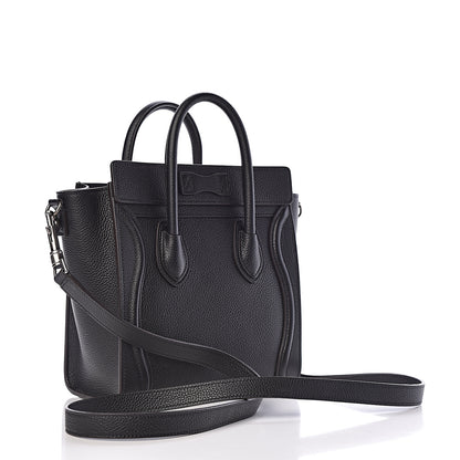 Celine Drummed Calfskin Nano Luggage Black 3 of 9