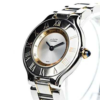 Cartier Stainless Steel 18K Yellow Gold 28mm Must De 21 Quartz Watch 9 of 9