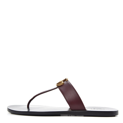 Gucci Calfskin GG Marmont Thong Sandals 37.5 Vintage Bordeaux 1 of 8
