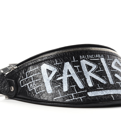 Balenciaga Agneau Arena Graffiti All Over XXS Souvenir Belt Bag Black White 7 of 9