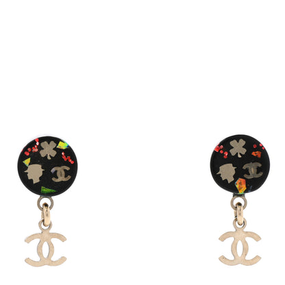 Chanel Resin CC Earrings Black Multicolor 1 of 5