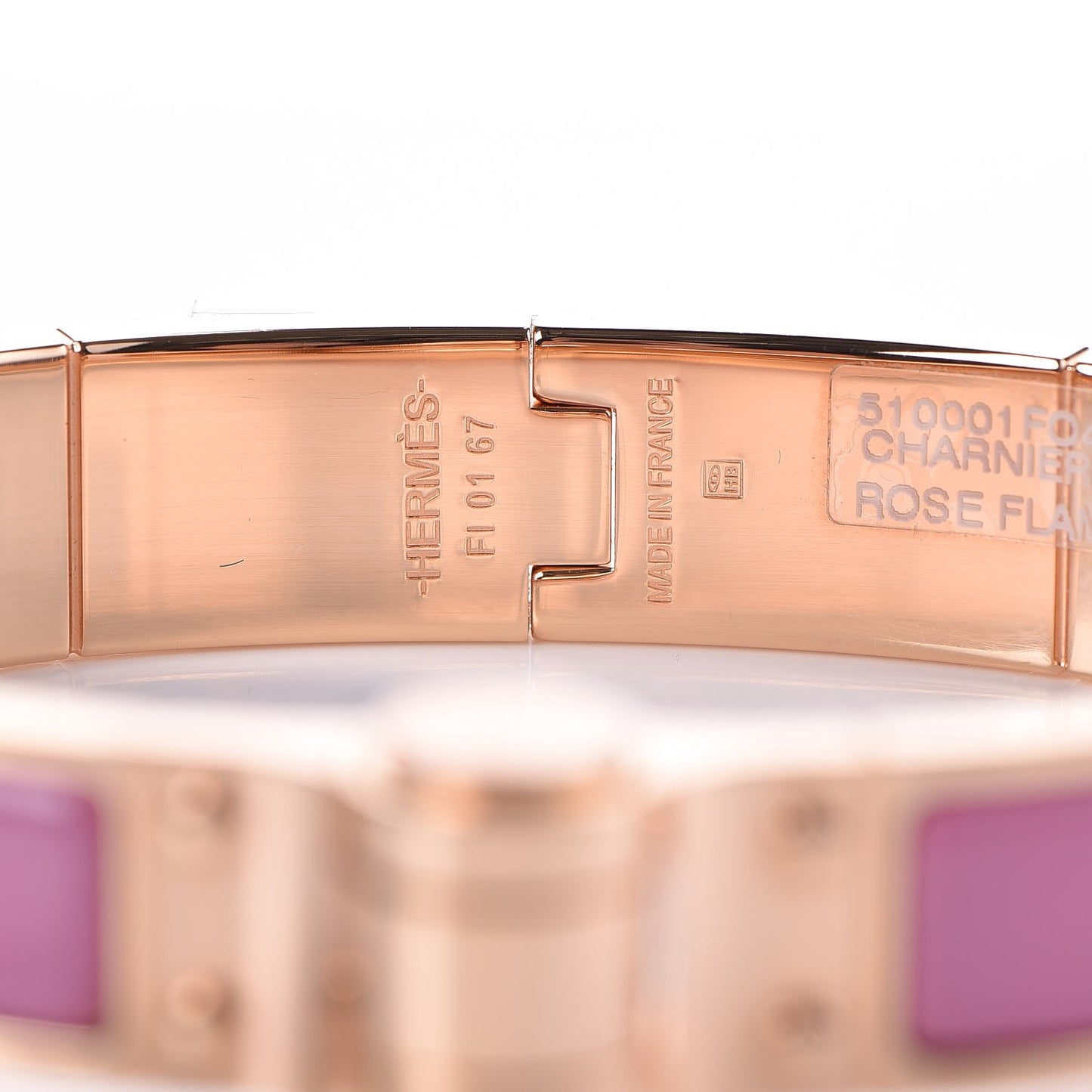 Enamel Charniere Uni Narrow Hinged Bracelet S Rose Flamingo