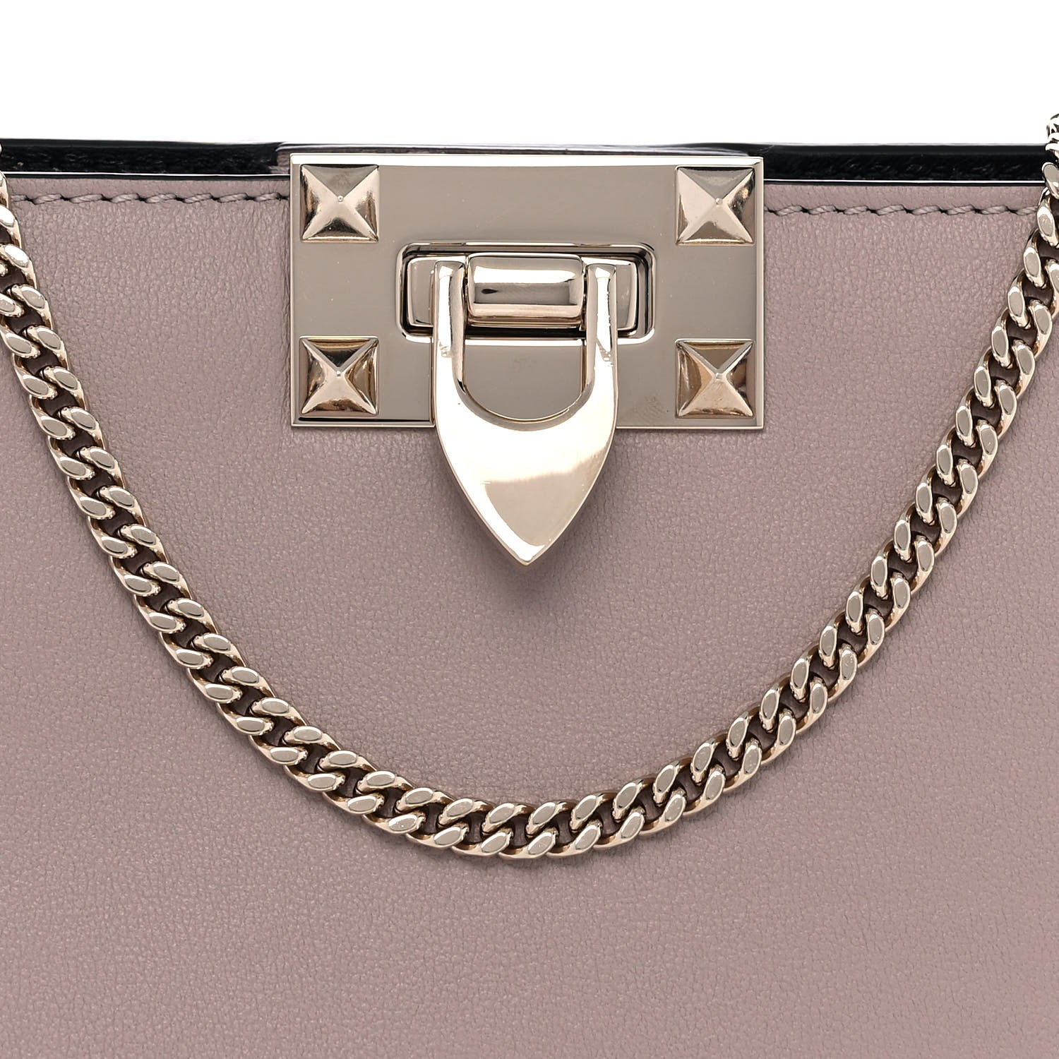 Valentino Garavani Vitello Rockstud Chain Clutch Poudre 8 of 10