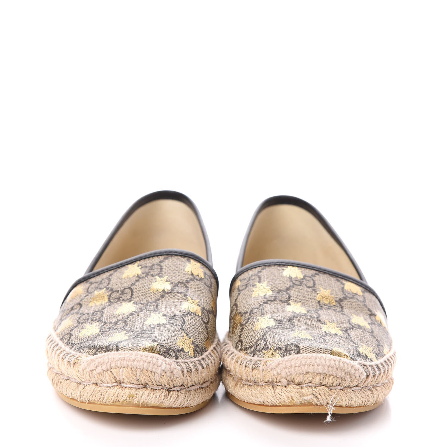 Gucci GG Supreme Monogram Bees Espadrille Flats 36.5 Beige Ebony Oro Black 2 of 7