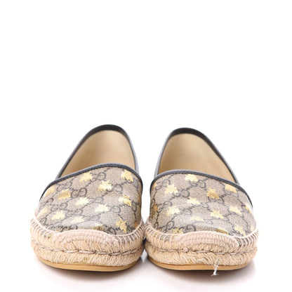 Gucci GG Supreme Monogram Bees Espadrille Flats 36.5 Beige Ebony Oro Black 2 of 7