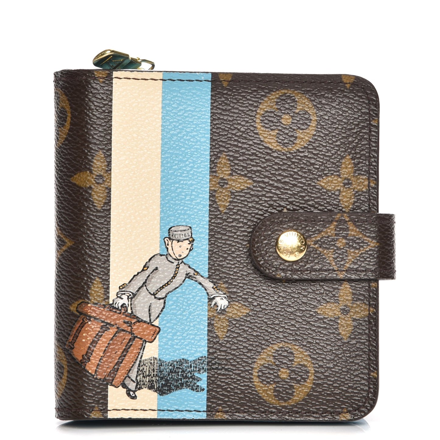 Monogram Groom Compact Zip Wallet Blue