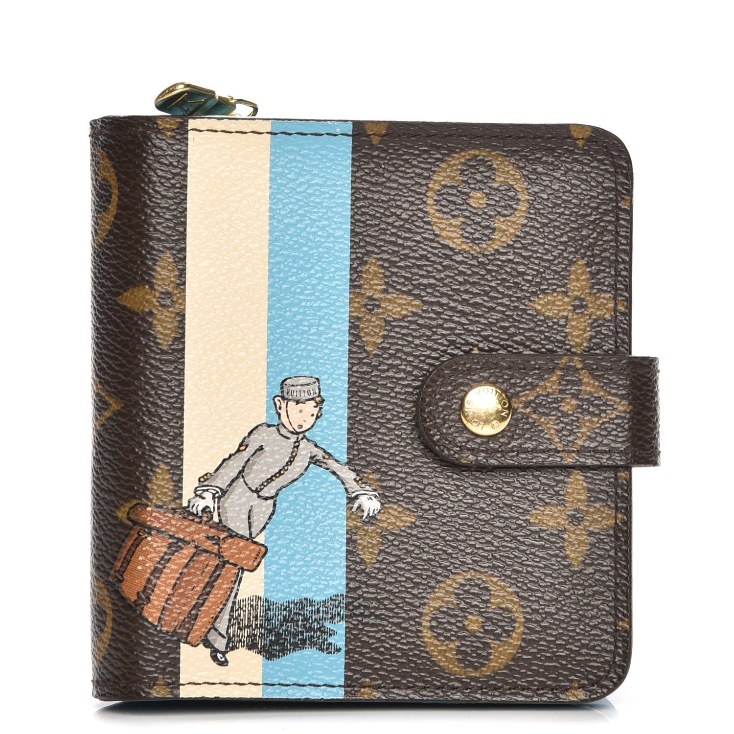 Louis Vuitton Monogram Groom Compact Zip Wallet Blue 1 of 8