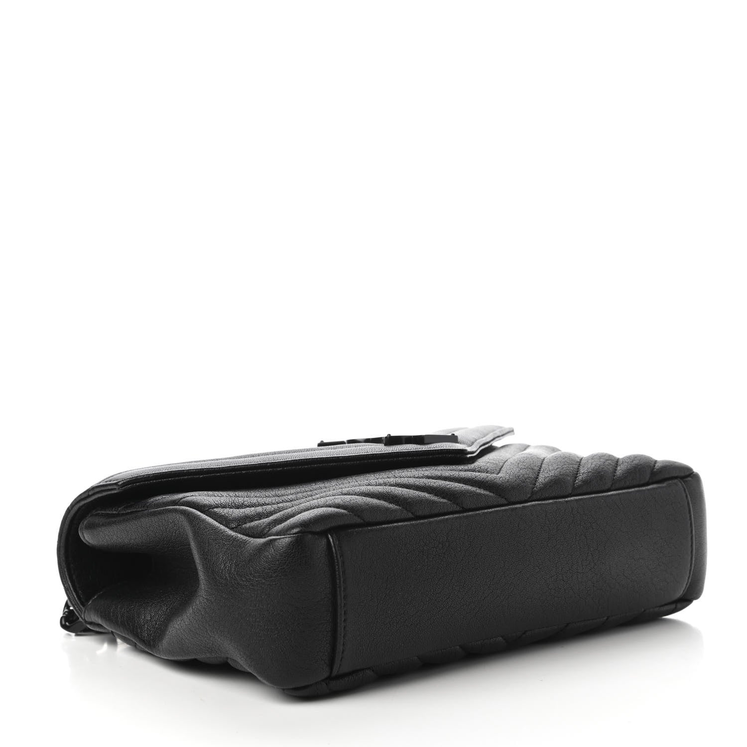 Saint Laurent Sheepskin Matelasse Chevron Monogram Monochrome Medium College Bag Black 4 of 11