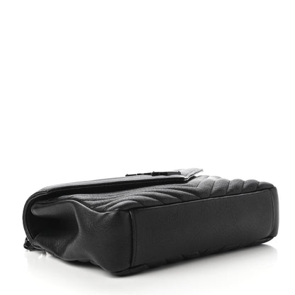Saint Laurent Sheepskin Matelasse Chevron Monogram Monochrome Medium College Bag Black 4 of 11