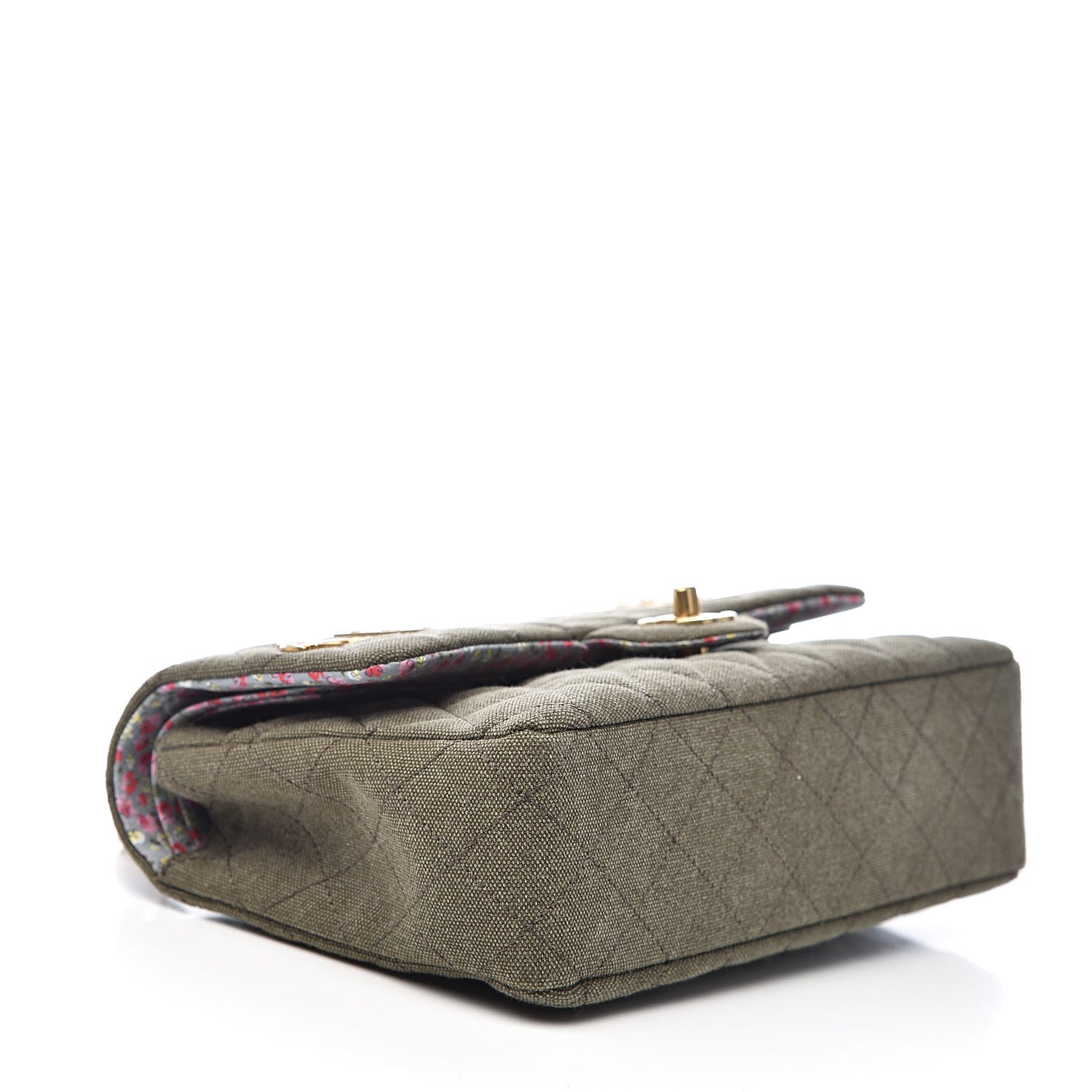 Chanel Toile Quilted Medium Cuba Double Flap Khaki 4 of 11