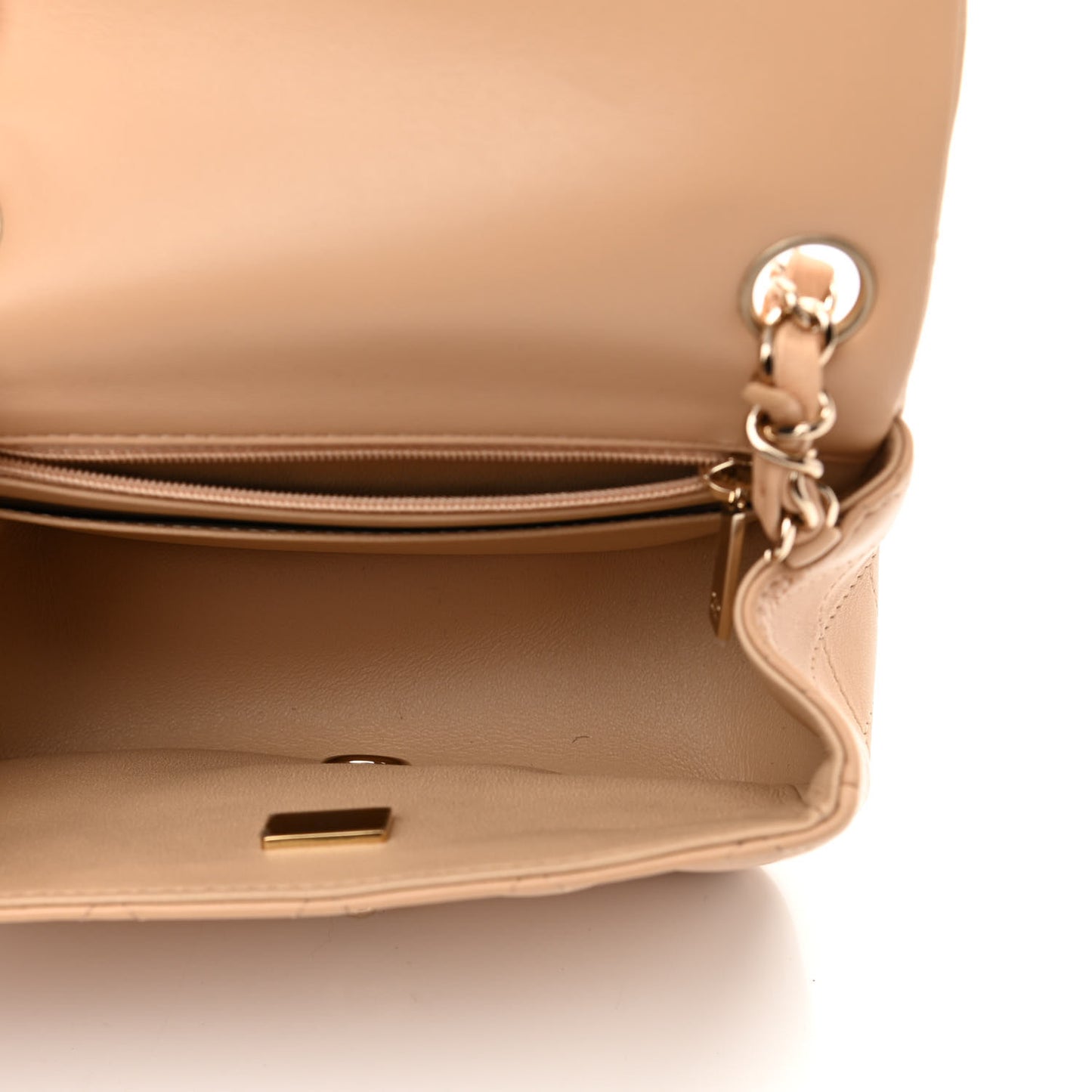 Lambskin Quilted Mini Square Flap Beige