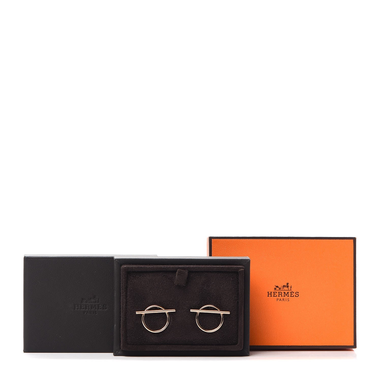 Hermes 18K Rose Gold MM Echappee Earrings 6 of 6