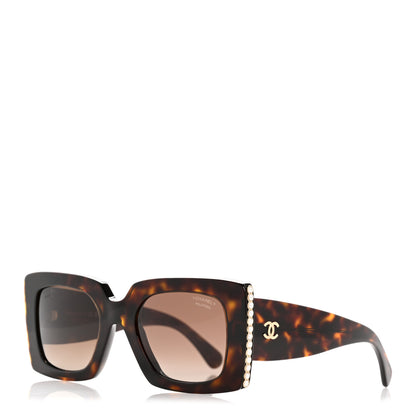 Chanel Acetate Polarized Pearl Rectangle Sunglasses 5480-H-A Tortoise 1 of 9