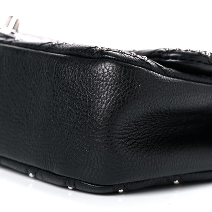 Chanel Calfskin Studded Chevron Quilted Small Wars Flap Black 9 of 11