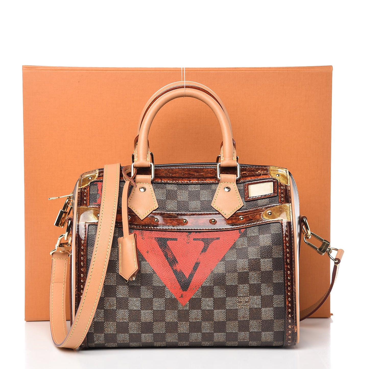 Transformed Damier Ebene Time Trunk Speedy Bandouliere 25 Black