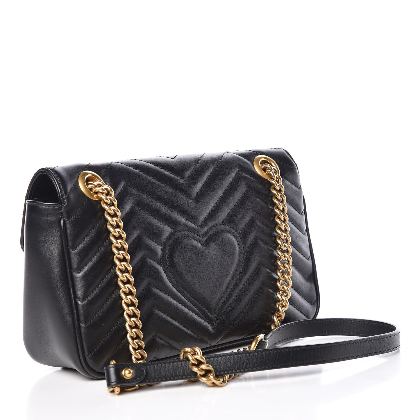 Calfskin Matelasse Small GG Marmont Shoulder Bag Black