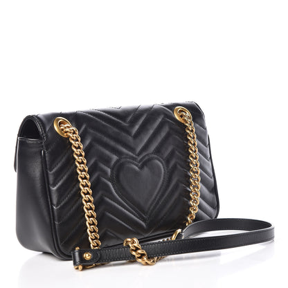 Gucci Calfskin Matelasse Small GG Marmont Shoulder Bag Black 3 of 9