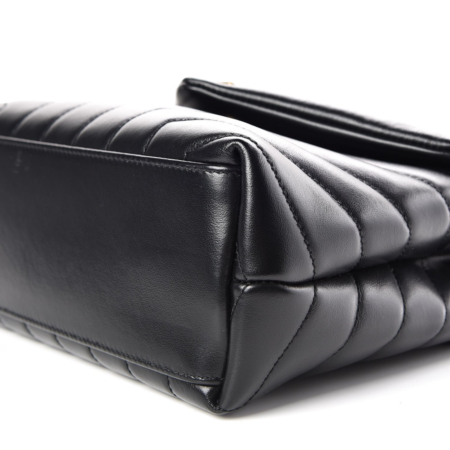 Calfskin Y Quilted Monogram Small Loulou Chain Satchel Black