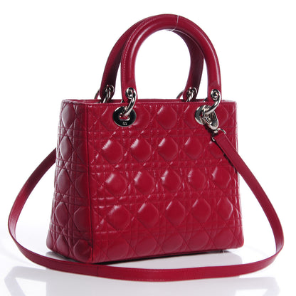 Christian Dior Lambskin Cannage Medium Lady Dior Cranberry 3 of 9