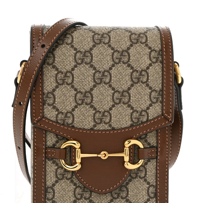 Gucci GG Supreme Monogram Mini Horsebit 1955 Crossbody Bag Beige Brown Sugar 8 of 11