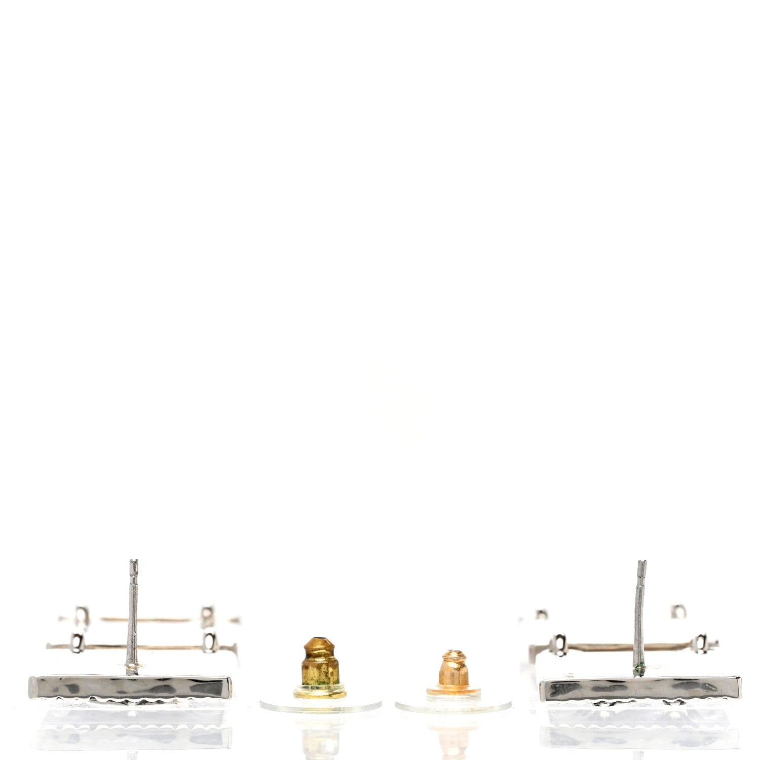 Chanel Metal Crystal Cha-Nel Logo Drop Earrings Silver 4 of 5
