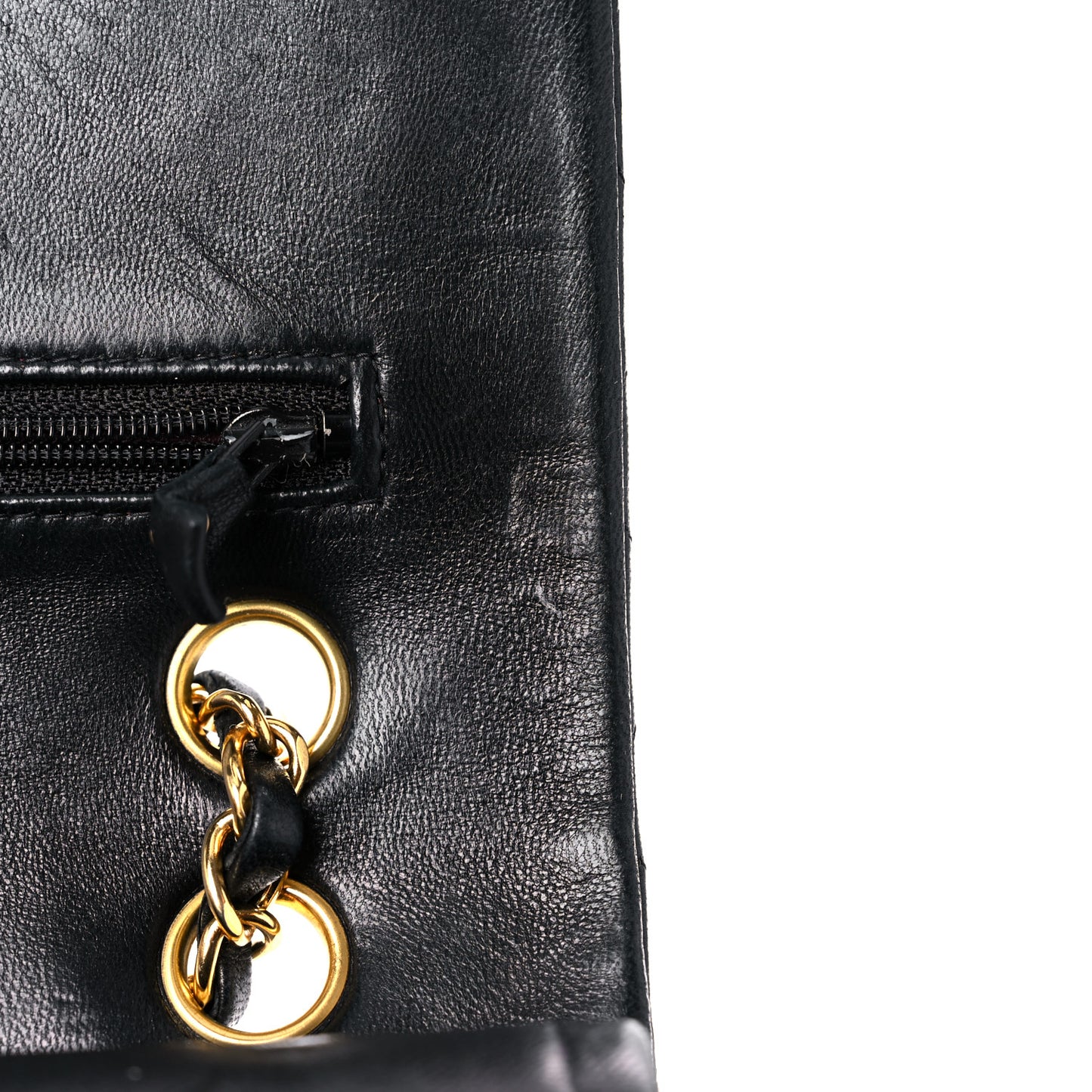 Lambskin Quilted Medium Double Flap Black