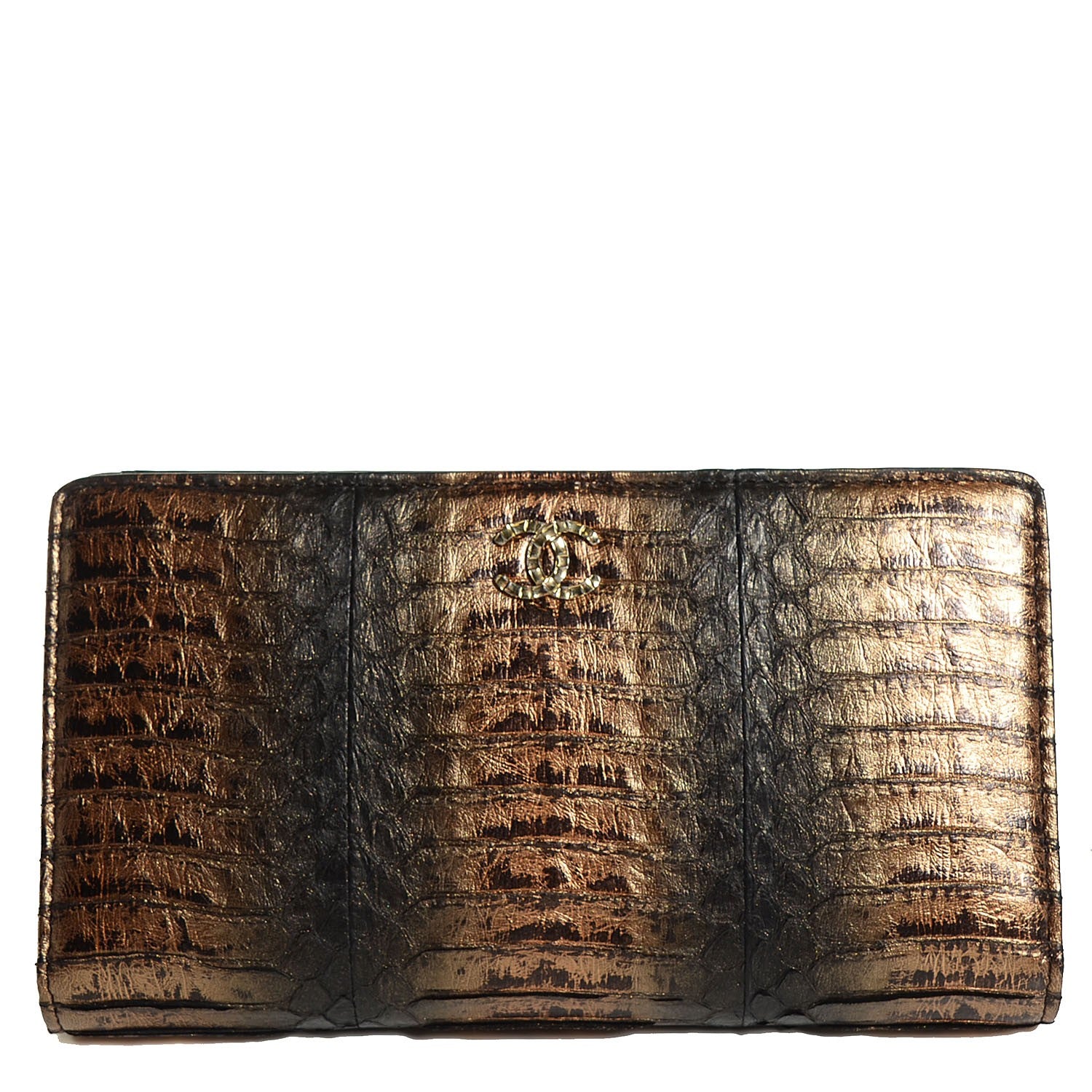 Chanel Python Yen Wallet Black Gold 1 of 9